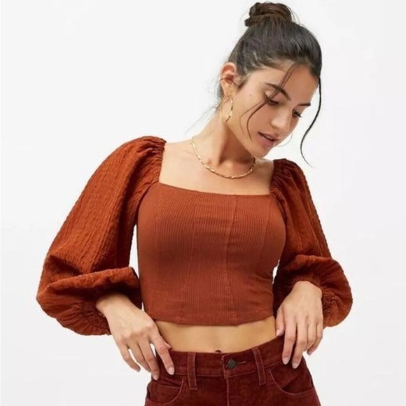 Urban Outfitters Tops - Urban Outfitters NWT Claudia  Rust Puff Sleeve Top- NWT